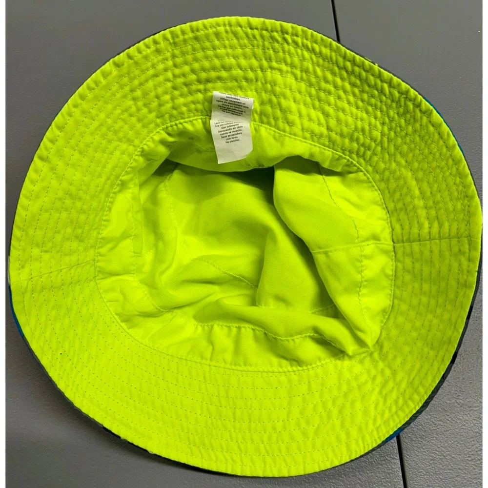 Carters Boys Shark Print Bucket Hat Grey Neon Green Sun Hat Size 4-8